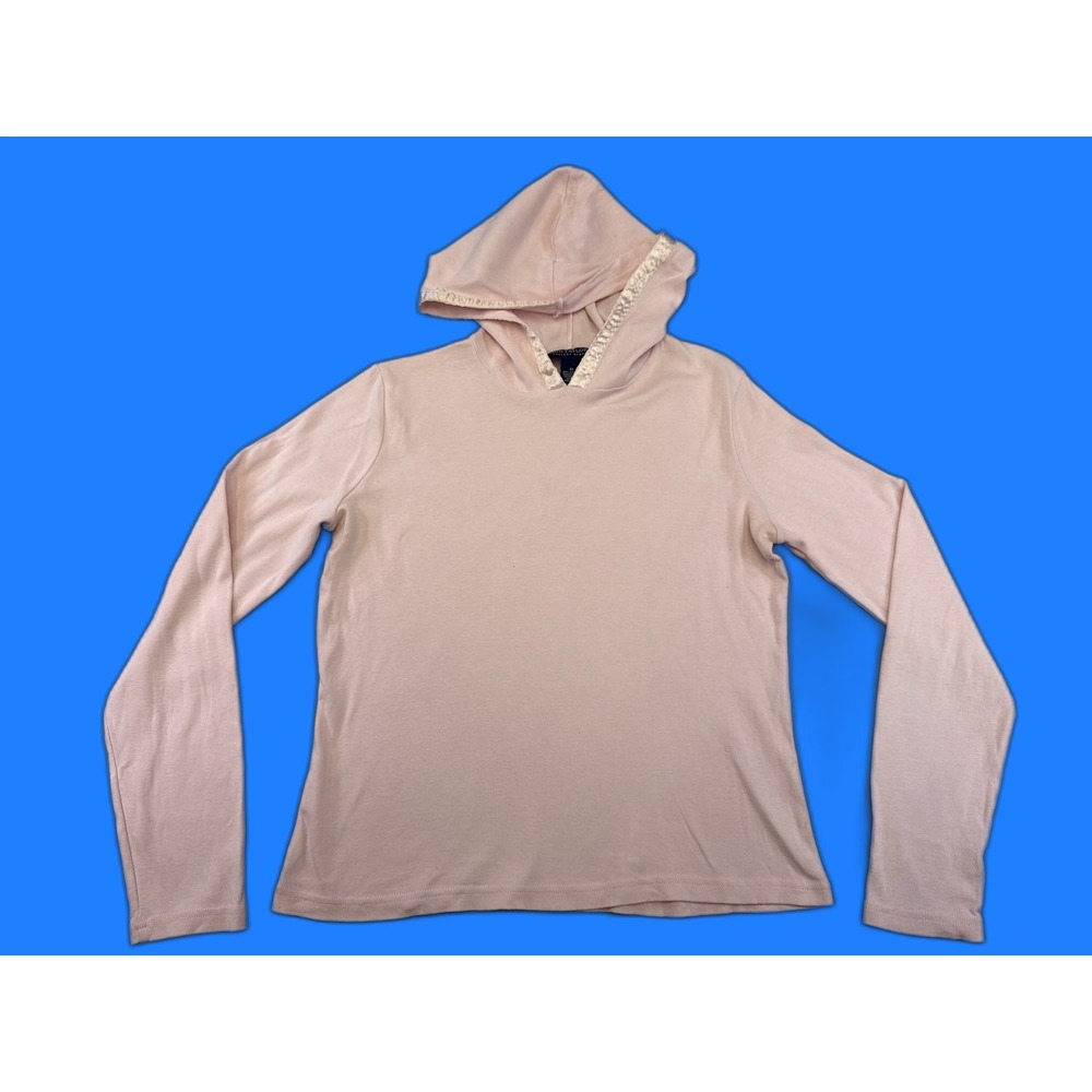 Ann Taylor Hoodie Womens M Pink 100% Cotton Long Sleeve Pullover Philippines Zip